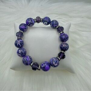 Large Beads Violet Statement Beaded Bracelet